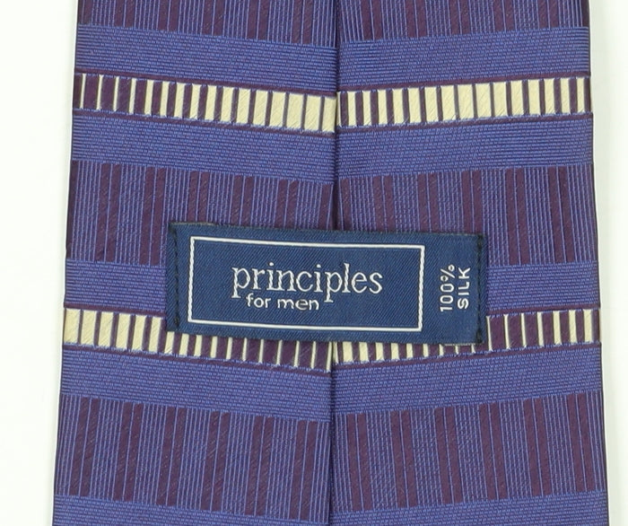Close-up detail of Principles for Men Blue Striped Silk Tie