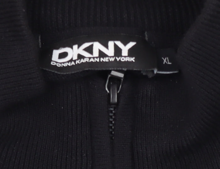 DKNY Men's Black Full Zip Cotton Jumper XL