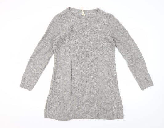 White Stuff Women's Grey Cable-Knit Pullover Jumper 10