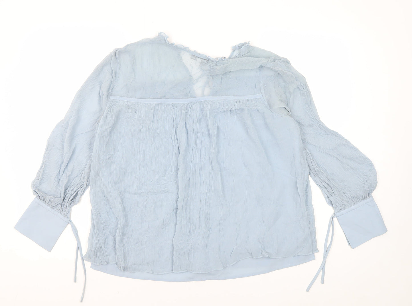 Reiss Women's Blue Tunic Blouse, UK 12 - Lightweight, Ruffle Accent