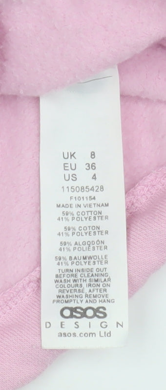 ASOS DESIGN Women's Pink Hooded Full Zip Hoodie Size 8