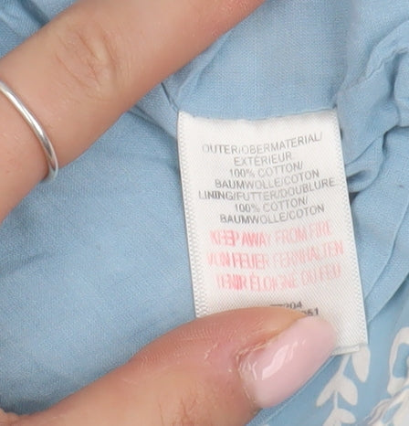 Brand and care label for Baby Boden Blue girls’ butterfly tank top 2-3 years