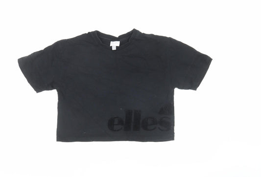 Ellesse Women's Black Cropped T-Shirt, XS