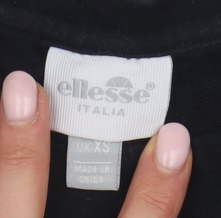Ellesse Women's Black Cropped T-Shirt, XS