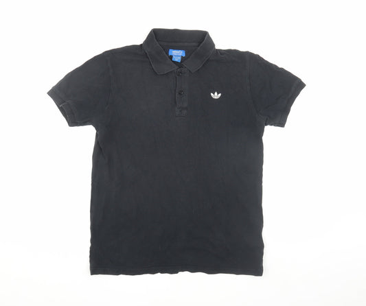 Adidas Mens Black Polo Shirt Size M Casual Logo