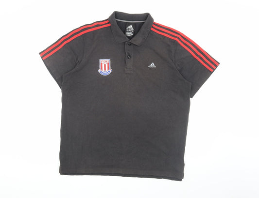 Additional front view of Adidas Men's Black Polo, size L, Golf Sportswear