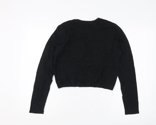 Hollister Women's Black Cropped T-Shirt XS