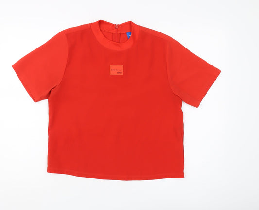 Womens UK Size 10 adidas Red Polyester T-Shirt
