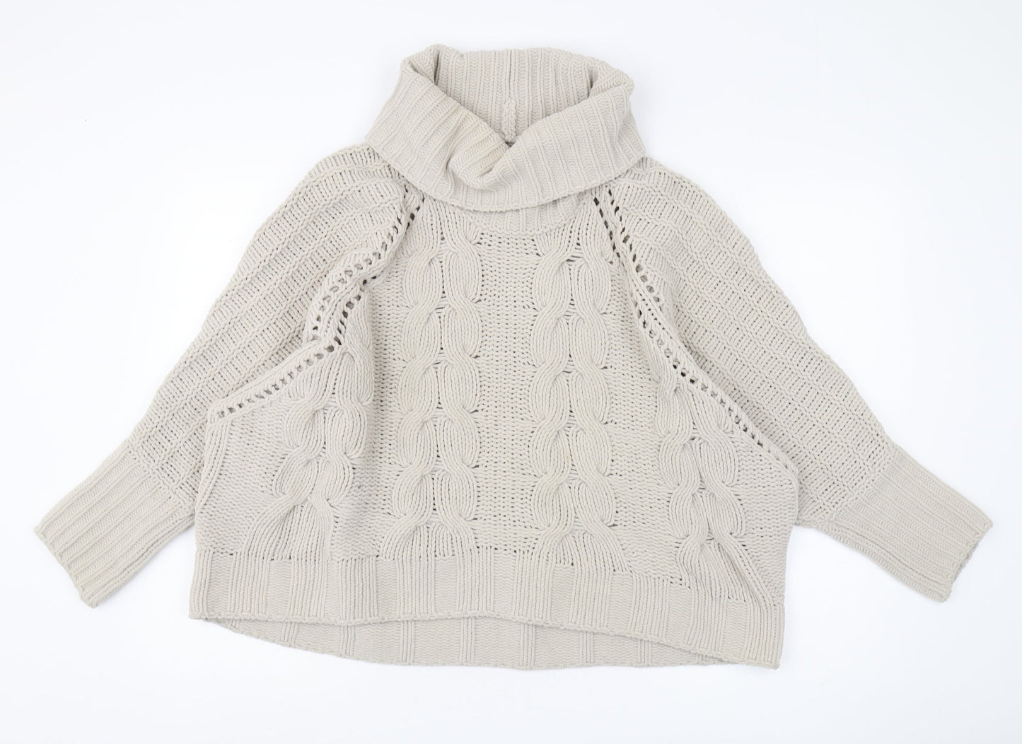 Massimo Dutti Women's Beige Roll Neck Pullover Jumper S