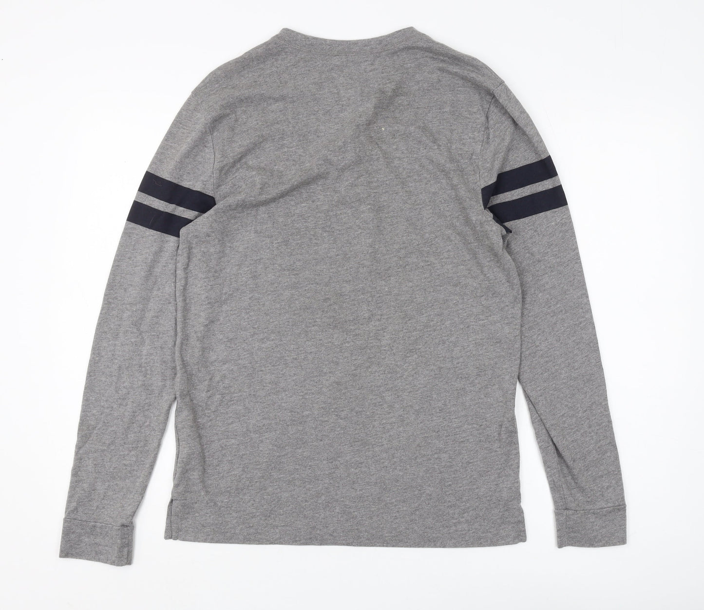 Hollister Men's Grey Long Sleeve Henley T-Shirt, S