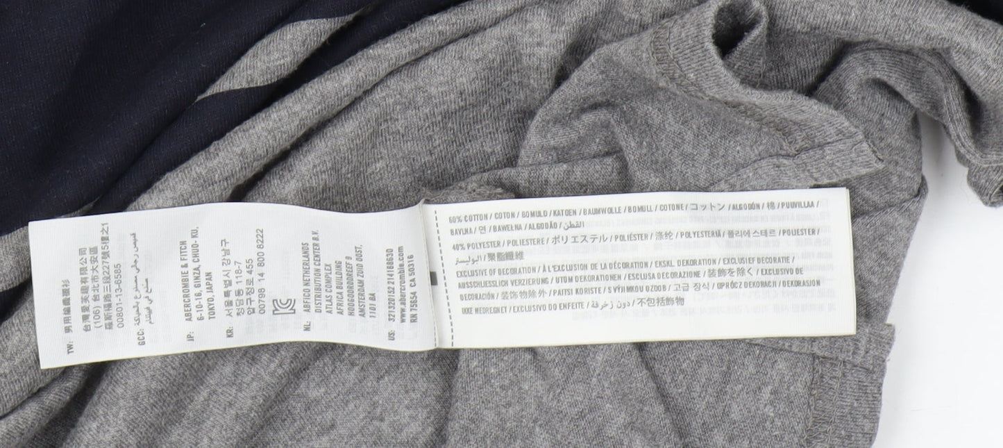 Hollister Men's Grey Long Sleeve Henley T-Shirt, S