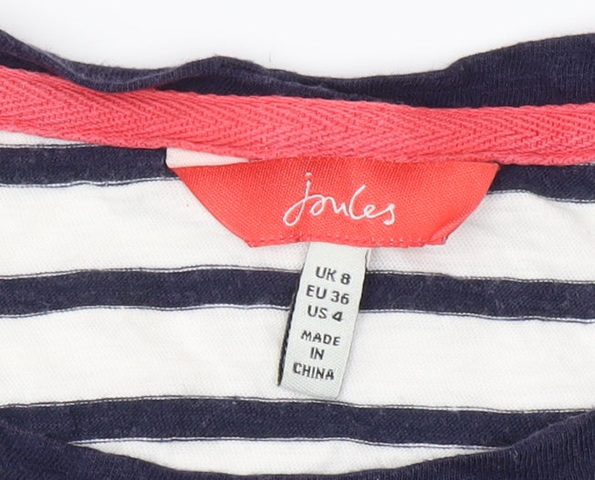 Joules Women's Striped T-Shirt, Size 8, Navy/White, Cotton