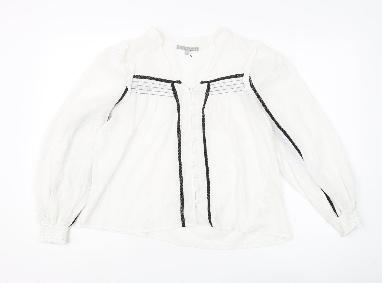 Oliver Bonas Women's White Blouse with Buttons