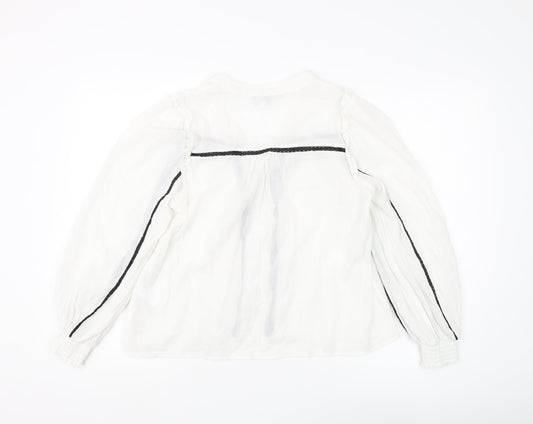 Womens UK Size 8 Oliver Bonas White 100% Cotton Blouse