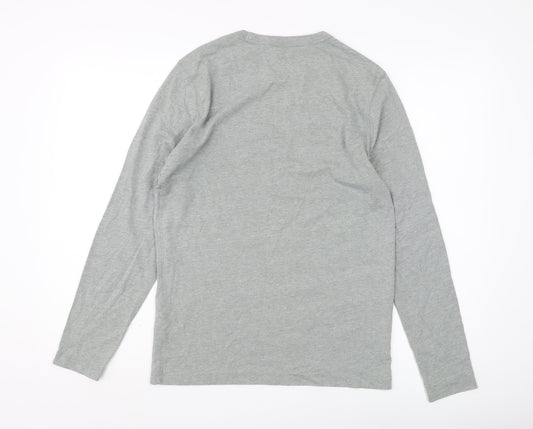 Hollister Men's Grey Long Sleeve Crew Neck T-Shirt Size S