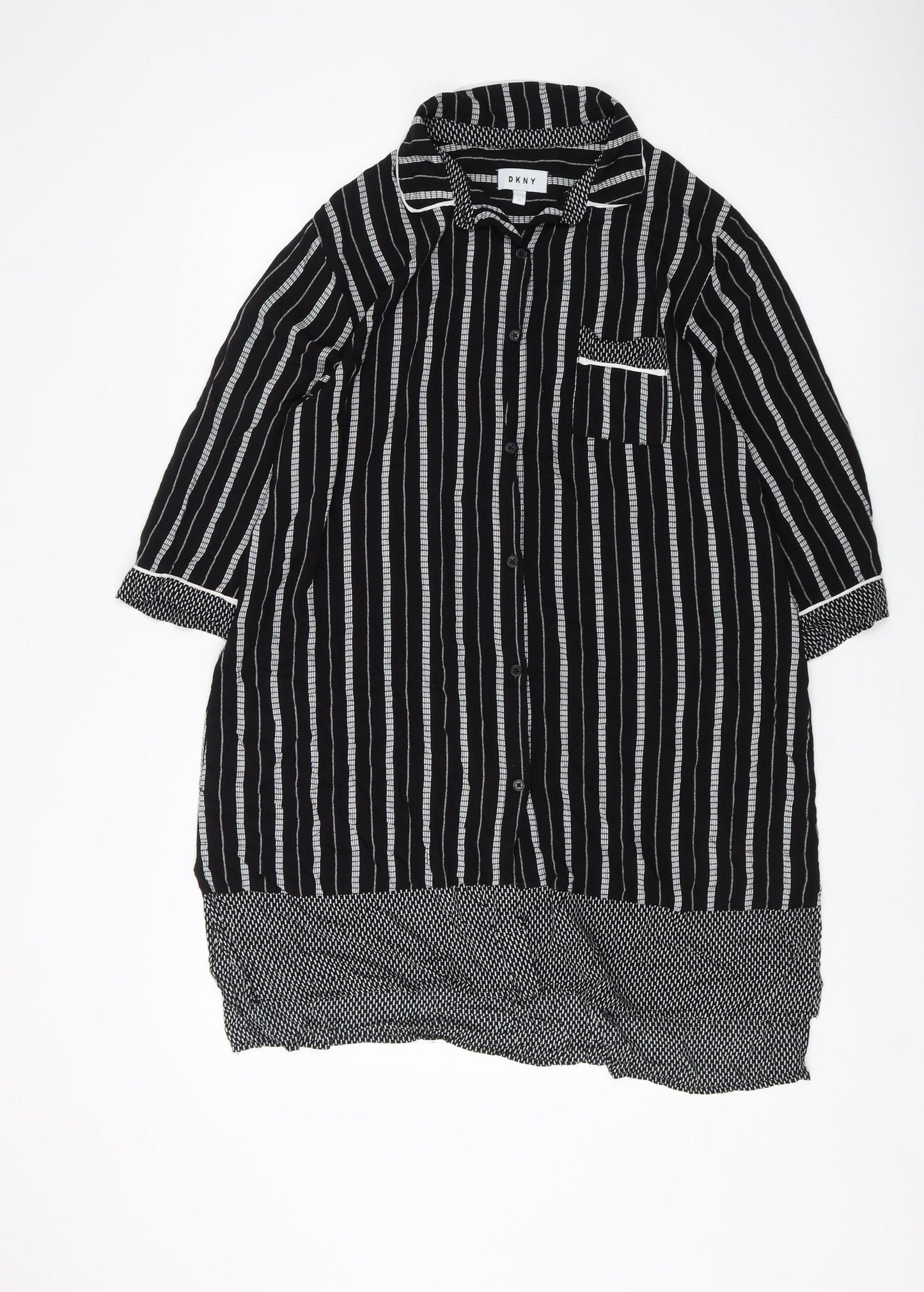 DKNY Women's Black Striped Tunic Shirt, Size M, Casual
