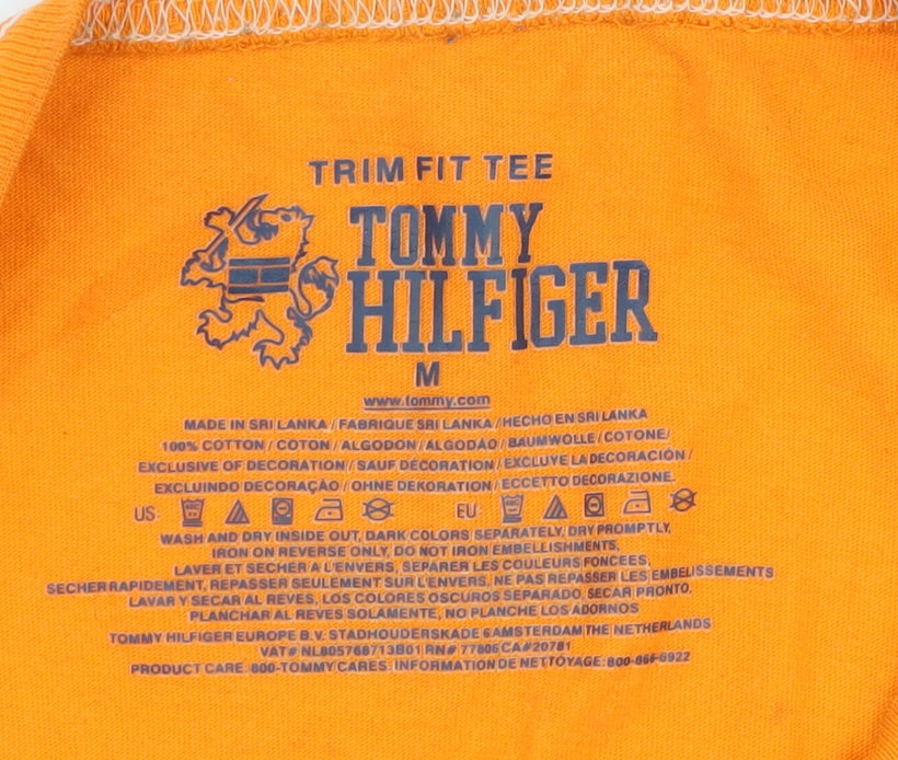 Tommy Hilfiger Men's Orange Crew Neck T-Shirt M Slim