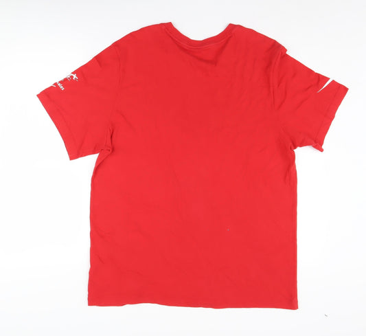 Nike Men's Red Regular Fit Cotton Short Sleeve T-Shirt