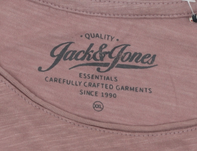 Jack & Jones Unisex Pink Basic T-Shirt, Size 2XL