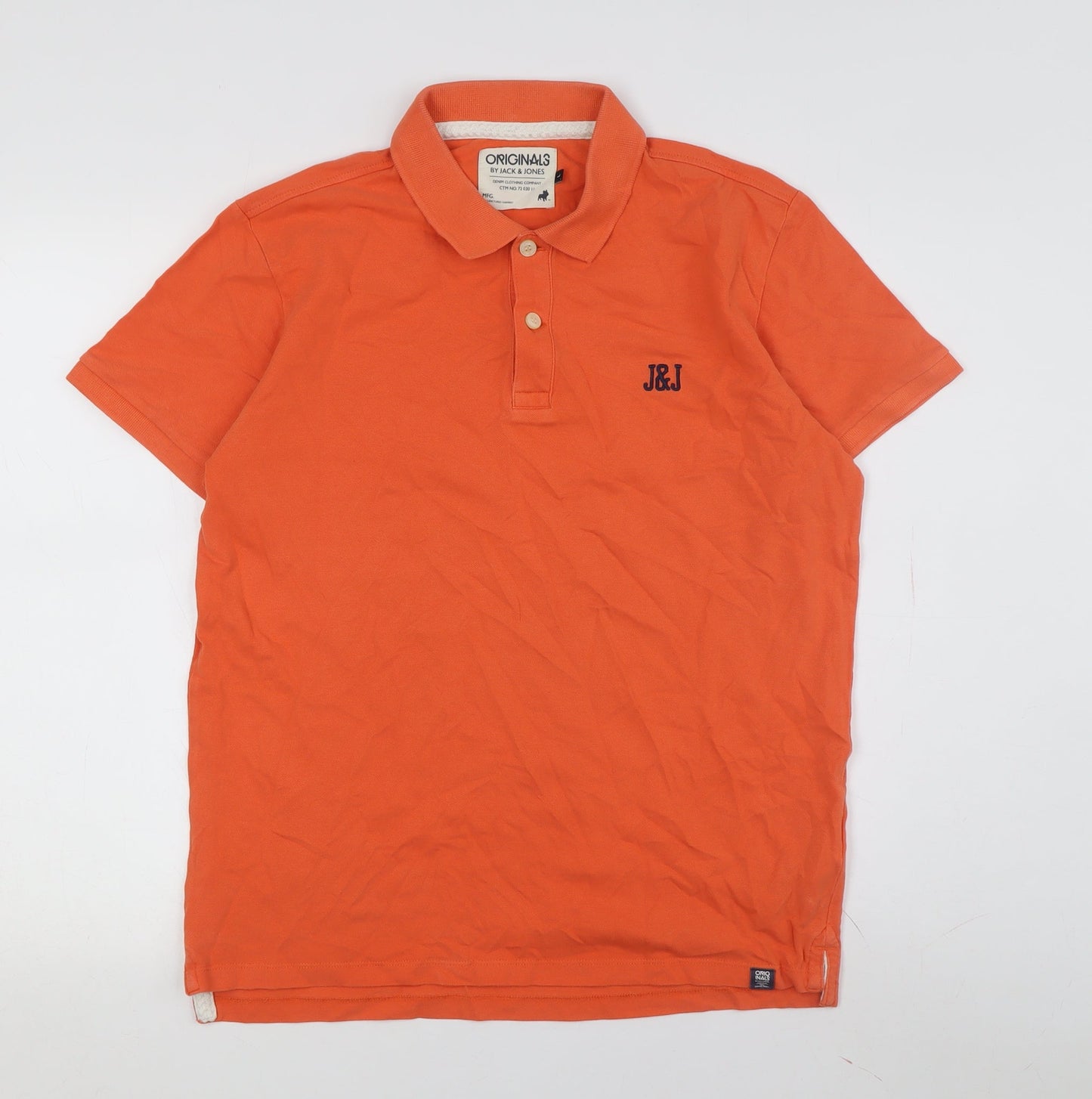 Jack & Jones Men's Orange Polo Shirt L Short Sleeve