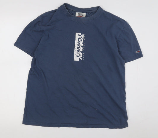 Tommy Jeans Men's Blue Graphic T-Shirt, M, Crew Neck