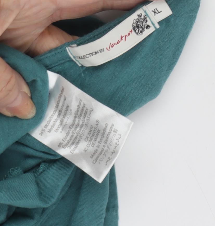 Close-up detail of Collection by Jackpot Women's Green XL Wrap Blouse