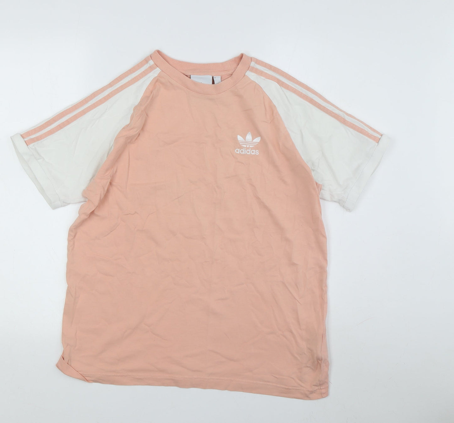 Adidas Unisex Pink White T-Shirt M Crew Neck Raglan