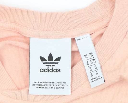 Adidas Unisex Pink White T-Shirt M Crew Neck Raglan