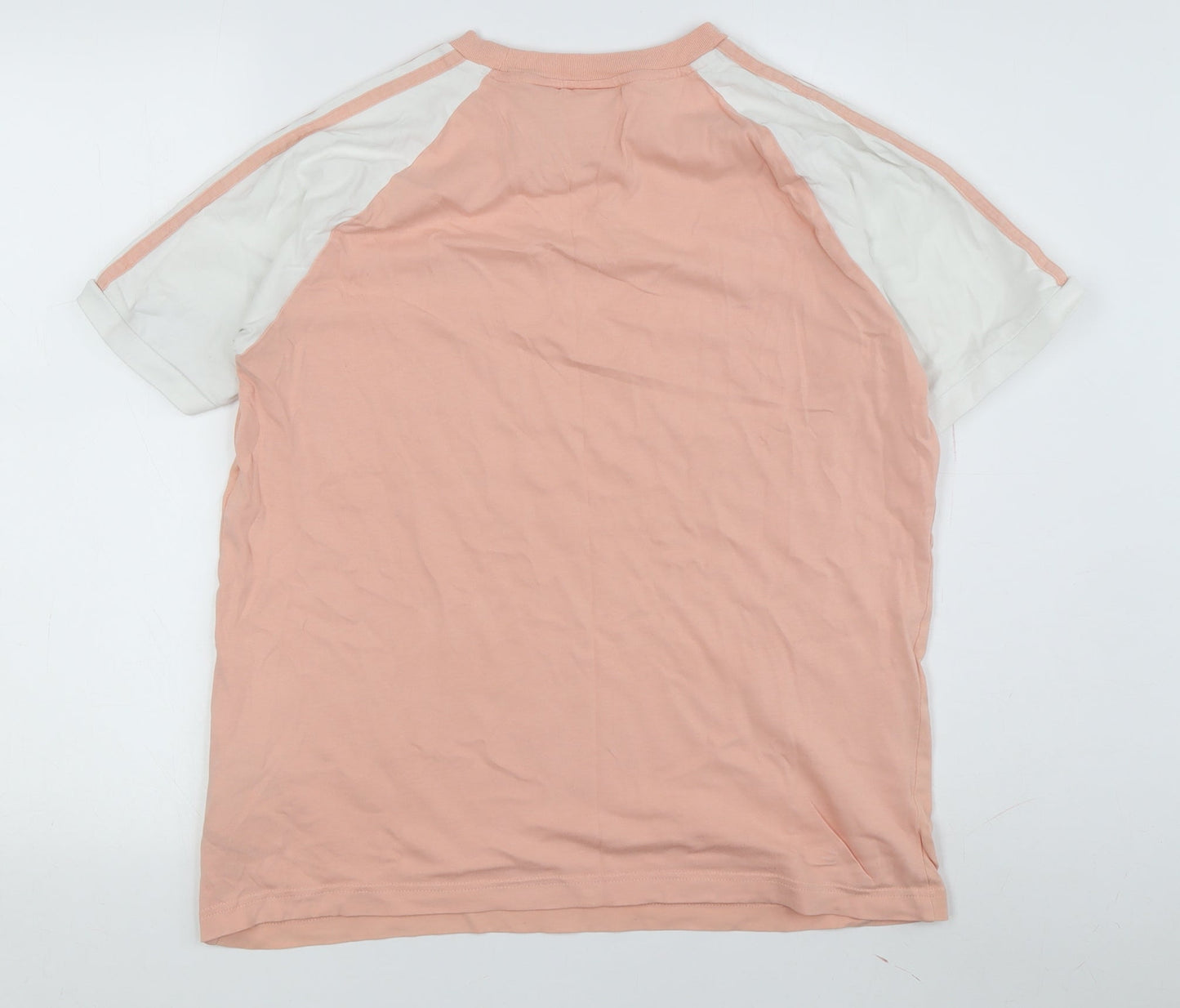 Adidas Unisex Pink White T-Shirt M Crew Neck Raglan