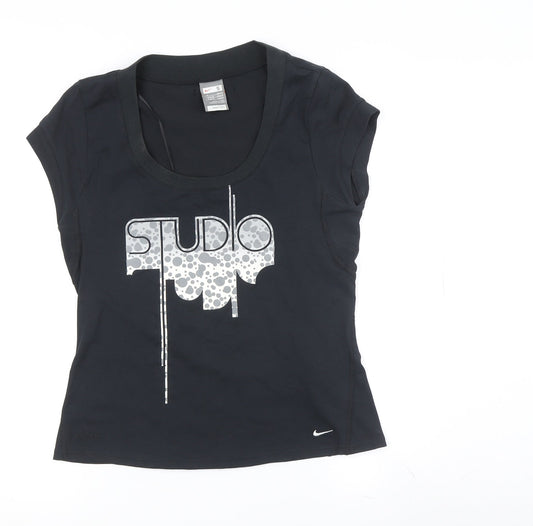 Nike Women's Black T-Shirt, Size S, Slim Fit, Sports