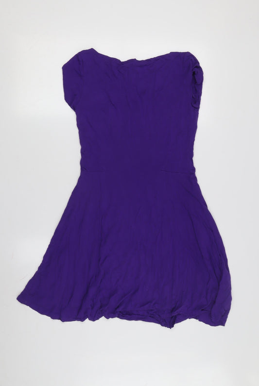 Ralph Lauren Women's Purple A-Line Dress, Short Sleeve Size S