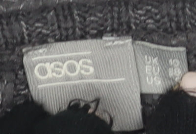 Close-up detail of ASOS Women's Grey Cardigan, size 12, V-Neck