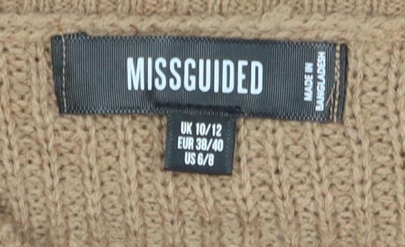 Close-up detail of Missguided Women's Beige V-Neck jumper, size 12