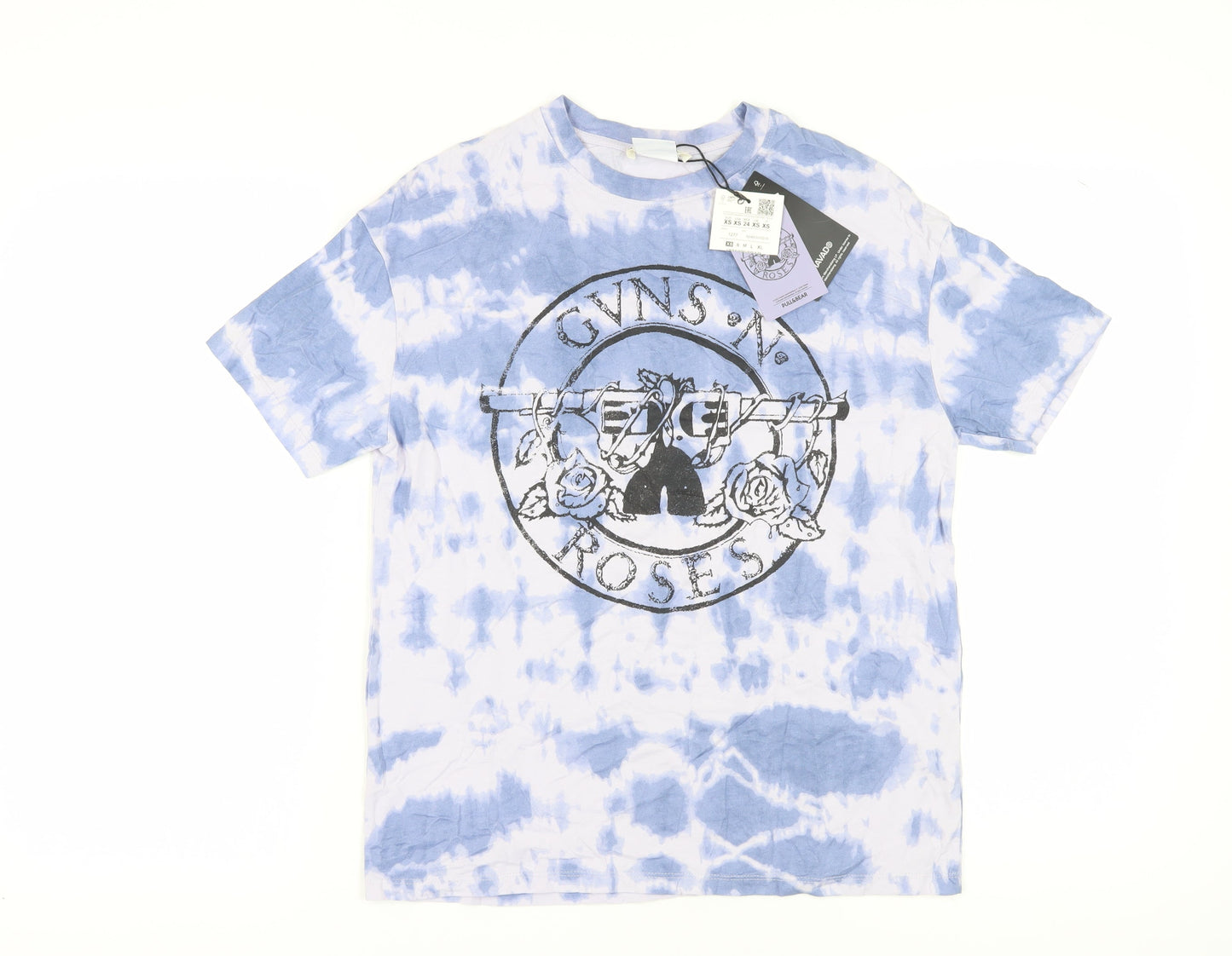 Pull&Bear Women's Blue Guns N' Roses T-Shirt XS