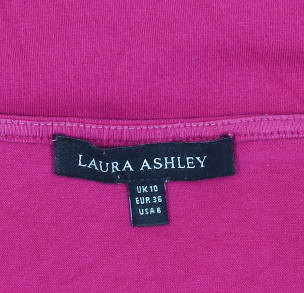 Laura Ashley Pink Women's Blouse, Size 10, V-Neck Long Sleeve
