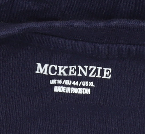 McKenzie Unisex Blue T-Shirt Size 16 Casual Crew Neck