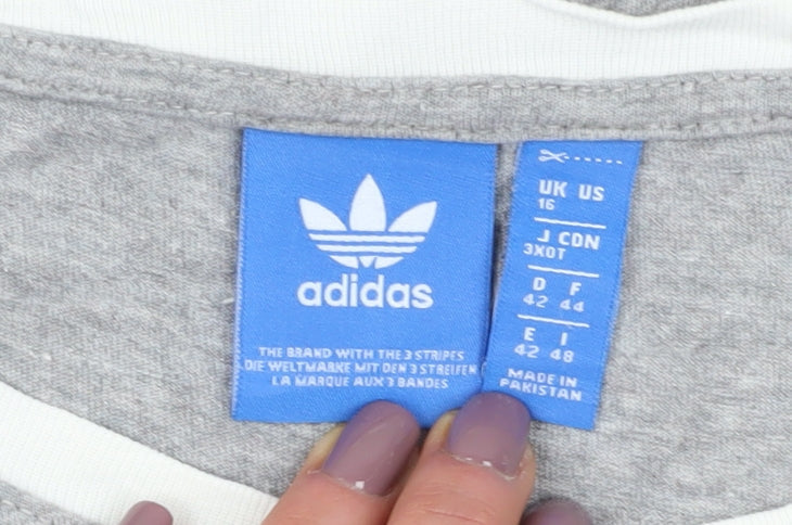 Adidas Women's Grey Cotton Basic T-Shirt Size 16