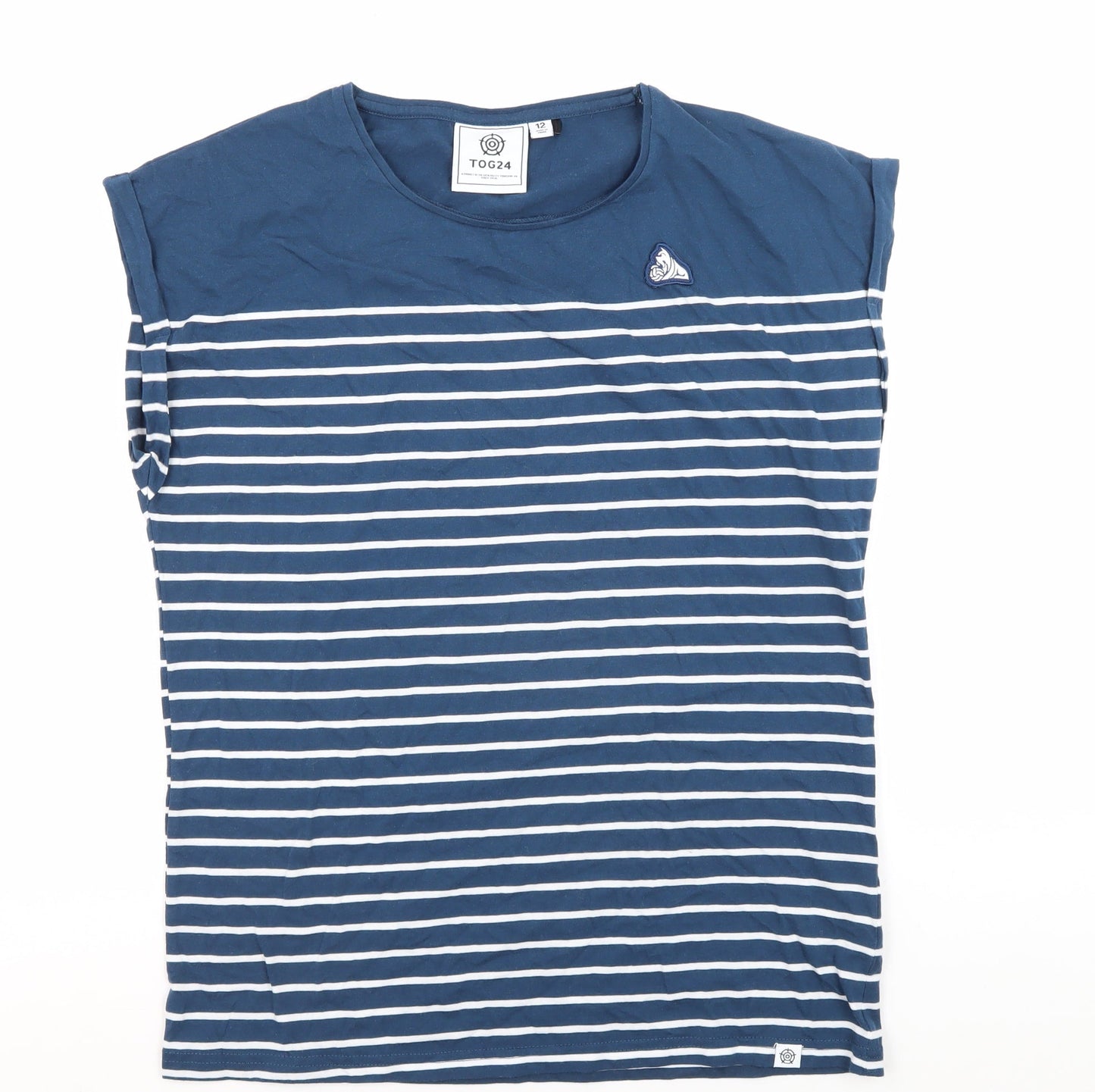 TOG24 Women's Blue Striped T-Shirt, Size 12