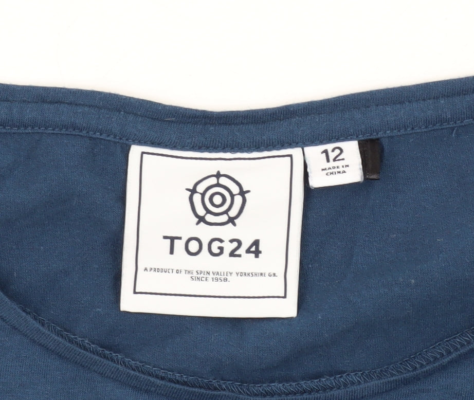 TOG24 Women's Blue Striped T-Shirt, Size 12
