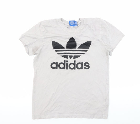 Unisex Adultss UK Size S adidas White Cotton T-Shirt