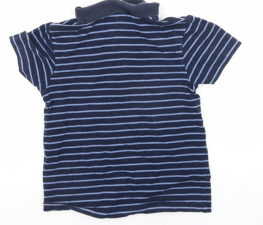 Giordano Boys Blue Striped Polo Shirt S, Casual Button-Down