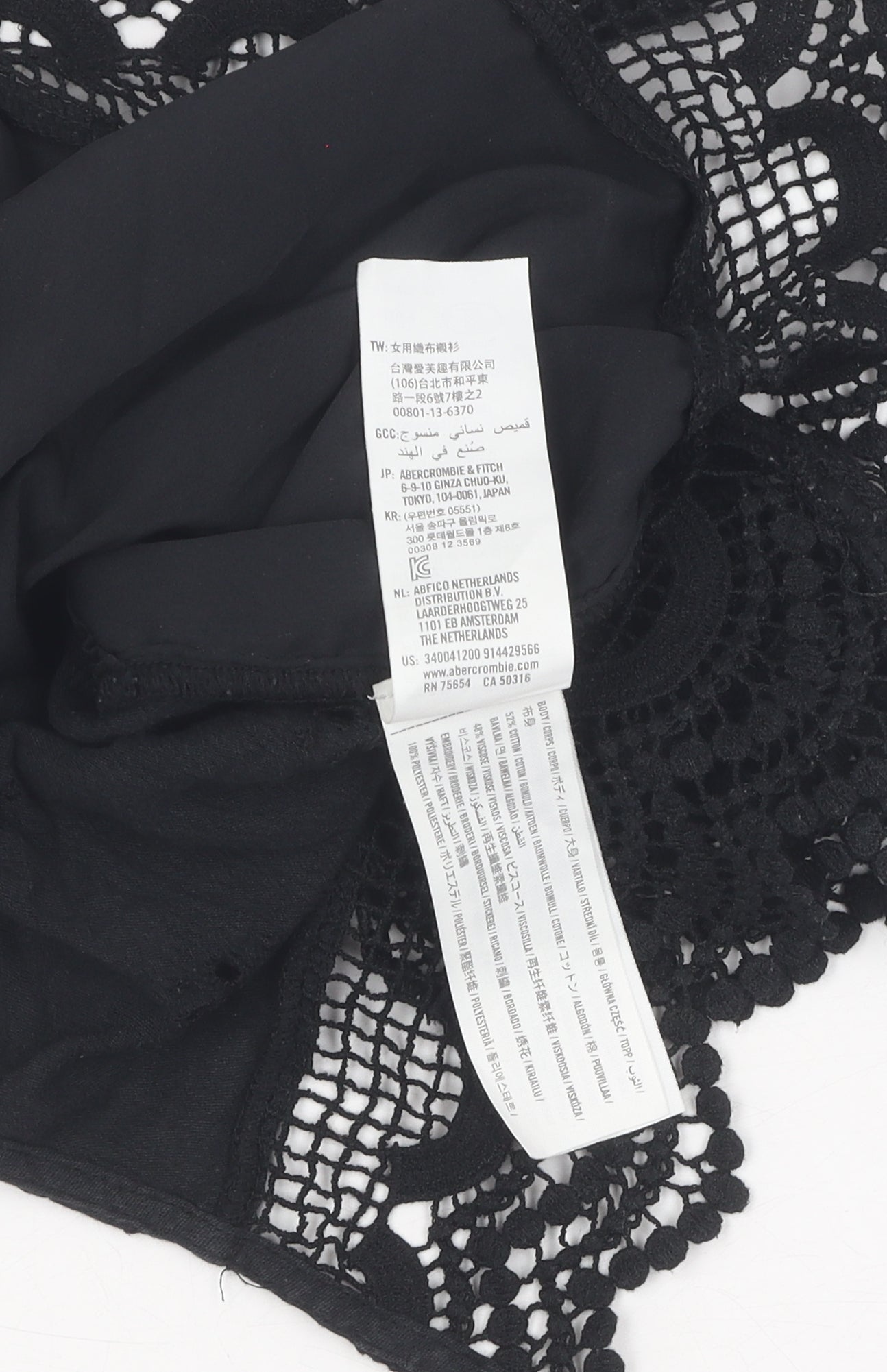 Hollister Women's Black Lace Cropped Blouse XS