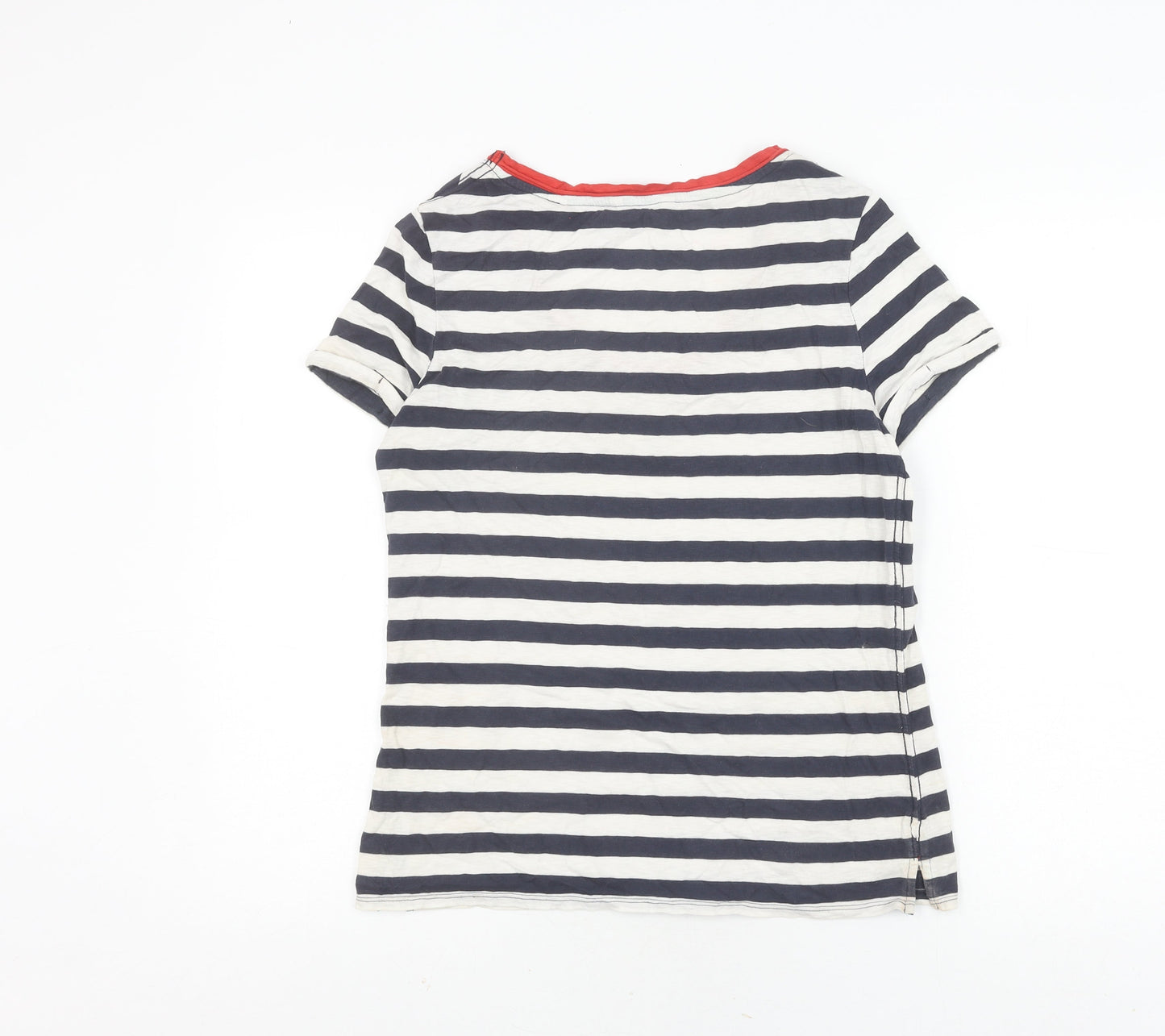 White Stuff Women's Striped V-Neck T-Shirt Size 10