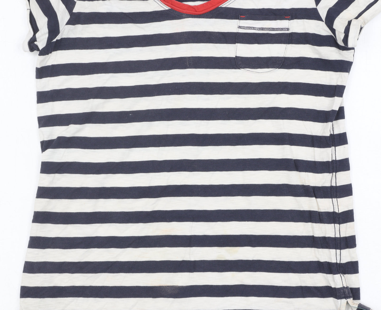White Stuff Women's Striped V-Neck T-Shirt Size 10