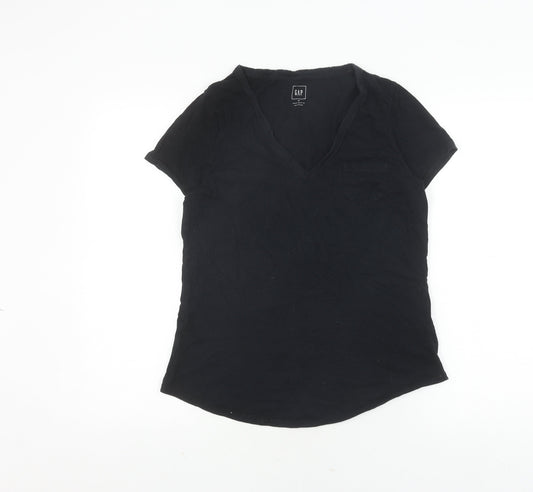 Gap Women's Black V-Neck T-Shirt, Size M, Casual Style