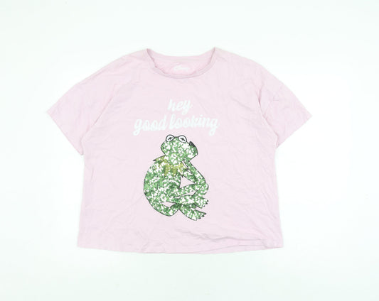 Womens UK Size 16 Disney Pink Cotton T-Shirt