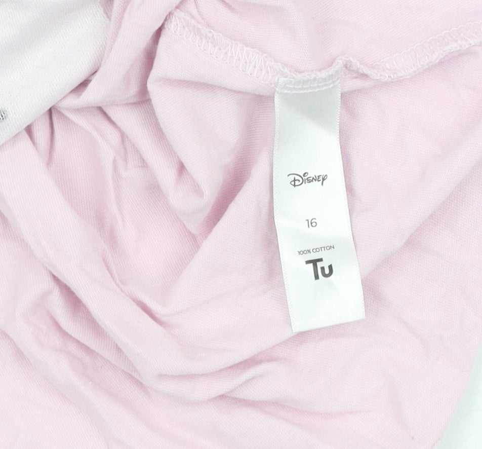 Disney Women's Pink Graphic T-Shirt - Size 16