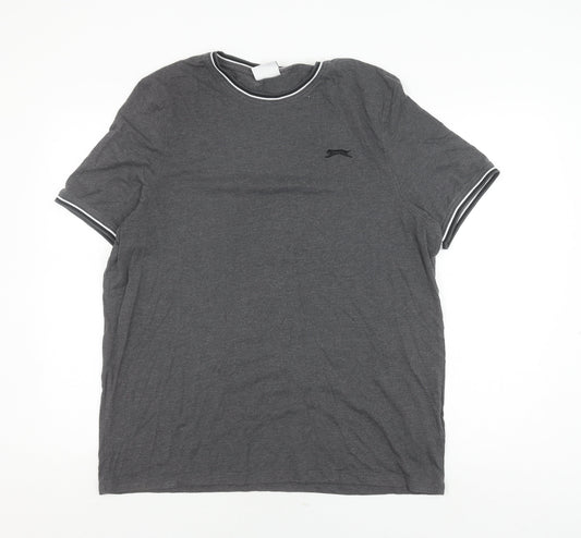 Slazenger Men's Grey Crew Neck Logo T-Shirt, Size L