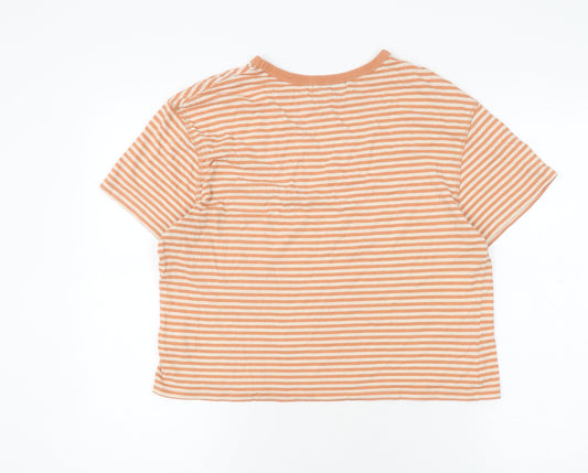 Unisex Adultss UK Size M Pull & Bear Orange Cotton T-Shirt