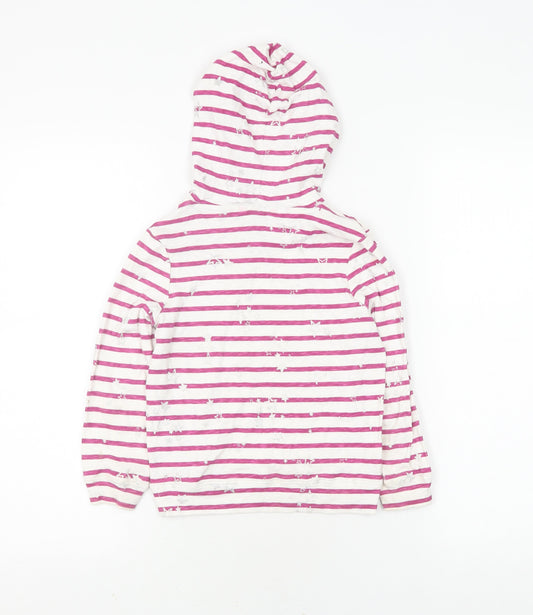 Joules Girls Pink Stripe Hoodie, Age 6, Long Sleeve Pullover